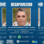 Morador de Águas Claras, de 65 anos, está desaparecido há 13 dias